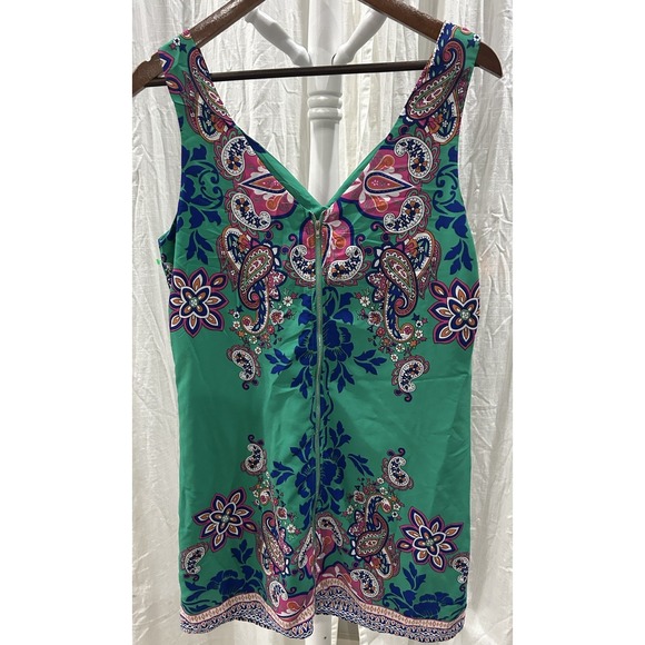 Women Size M Retro 70s Inspired Flower Paisley Shift Dress Boho Groovy Artsy Fun - Picture 3 of 8